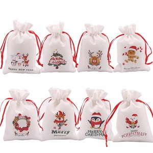 New Christmas New Year Candy <strong>Bag</strong> Red Rope White Hemp Cartoon Christmas Tree Decoration Gift <strong>Bag</strong> Gift Packaging <strong>Bag</strong> Wholesale - Product Image 2