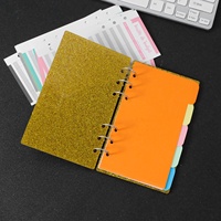 Reliure A6 à 6 anneaux, couverture de carnet en acrylique transparent, organisateur à anneaux ronds en métal doré pour le bureau, la maison et l'école