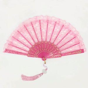 Abanicos Plegables de Plástico Pintados de Estilo Tradicional, Portátiles, para Bodas, Bailes, Festivales, Artesanías, Diseño de Encaje Tallado con Ángel - Product Image 6