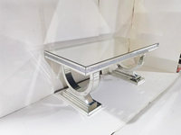Table basse moderne en argent, table basse scintillante en miroir pour salon, hôtel