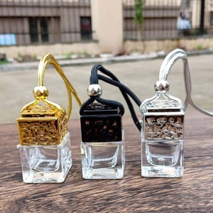 Diffusore per deodorante quadrato in argento da 6ml flacone per auto riutilizzabile con profumo di vetro appeso tappo a corda sigillato - Product Image 2