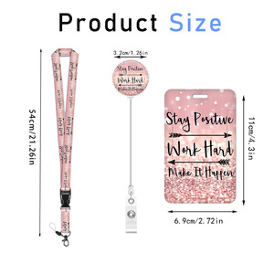 Porte-cartes rétractable rond amusant en époxy rose avec mousqueton, double face, anti-UV, détachable, avec cordon, en stock - Product Image 2