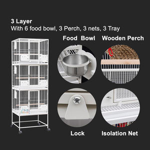 <span class=keywords><strong>Cage</strong></span> à oiseaux empilable en métal pour pinsons avec roue, grande volière d'extérieur, vol, élevage de perroquets - Product Image 5