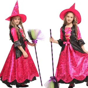 Платье принцессы для Хэллоуина, лидер продаж, симпатичный костюм ведьмы для косплея, костюм для Хэллоуина, маленькие ведьмы, волшебные костюмы