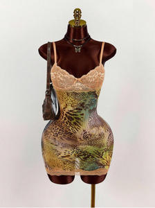 G01159C Abito 2025 da <span class=keywords><strong>donna</strong></span> con stampa floreale Sexy in pizzo con stringhe sottili a schiena nuda Mini abiti da sera Streetwear Party Clubwear - Product Image 5