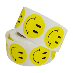 Smile Face Stickers Roll Happy Circle Paper Labels Reward Stickers Teachers Stickers 500 Pieces per Roll