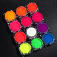 BIN Nail Art 12 couleurs poudre fluorescente poudre de trempage poudre néon