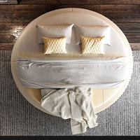 Lit rond capitonné de luxe moderne avec tête de lit haute et rangement, double ou king size, pour usage hôtelier, prix abordable