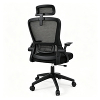 Chaise de bureau ergonomique en maille avec appui-tête réglable, accoudoirs rabattables, soutien lombaire, pivotante, pour bureau à domicile