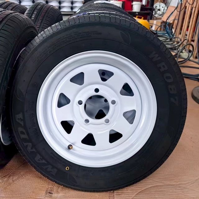 Factory Supply Trailer Tire and Wheel Combo 13 Inch 5 Bolts White Wheels 165R13LT Tires for Hot Sale