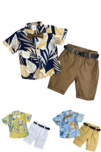 ハワイスタイルのベビーキッズ衣装カラフルなシャツ + ショーツ男の子セット良質の男の子2個スーツ - Product Image 6