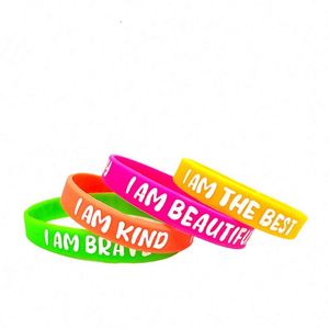 Motivational Quote Rubber Wristbands Colored Inspirational Silicone Bracelets Stretch Unisex Wristbands for Women Men <b>Gifts</b> - Product Image 2