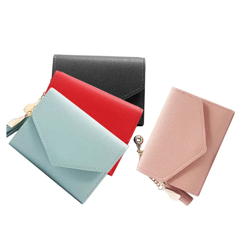 Ladies Clutch Purse Leather Tassel Women Wallet Small Cute Moneybag PU Trifold Card Holder Short Purse for Woman