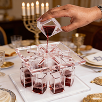Distributeur de vin en acrylique à sept coupes, distributeur de vin pour Kiddouch du Shabbat juif, ornement de table pour cérémonie de festival hébreu