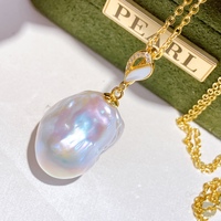 Pendentif en argent sterling S925 plaqué or avec perle baroque Edison détachable, grande perle d'eau douce naturelle de qualité AAAA certifiée CMA