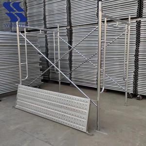 Échafaudage à cadre peint robuste avec hauteur réglable, entretoises transversales et goupilles de verrouillage de sécurité pour les travaux de construction et de réparation - Product Image 6