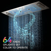 Système de douche de plafond intelligent Bluetooth avec musique, lumière LED, télécommande, 4 modes de pulvérisation, étanche IP67, alimentation électrique, ensemble de douche