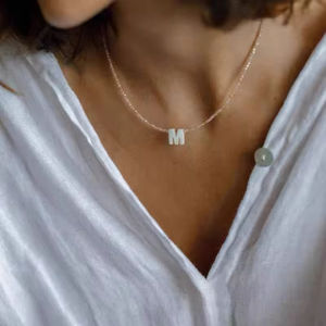 Collar de Perlas Barrocas Naturales, Gargantilla de Piedras Naturales, Collar de Cuentas de Cristal, Cadena de Letras Acrílicas, Collar Personalizado - Product Image 3