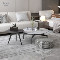 Table basse contemporaine en métal au design marbre Espaces de vie modernes en acier sophistiqués-pour chambre à coucher, maison, salon, hôtel