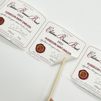 Étiquettes de vin personnalisées en gros, autocollantes, de luxe, en papier texturé, gaufrées, avec dorure à chaud