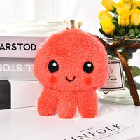 Porte-monnaie et étui à clés en peluche pieuvre mignon et frais, pochette de rangement réversible avec broderie pour organisateur de câbles d'écouteurs