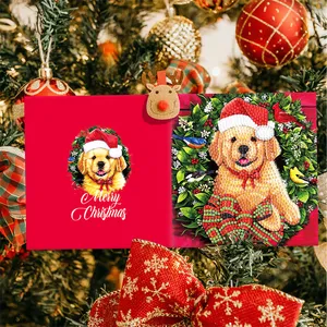 Jeu de cartes de vœux personnalisées décoratives créatives avec peinture diamantée 5d pour la famille et les amis, cadeaux de décoration de fête