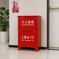 Armoire à extincteurs double sur pied en acier rouge sur mesure (coin renforcé ; capacité pour deux extincteurs de 4 kg)