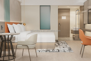 3 Star Business Hotel Bedroom Furniture Set MDF Wood Bed Frame With <b>Headboard</b> Floating Side Table For Motel Homestay Apartment - Product Image 3