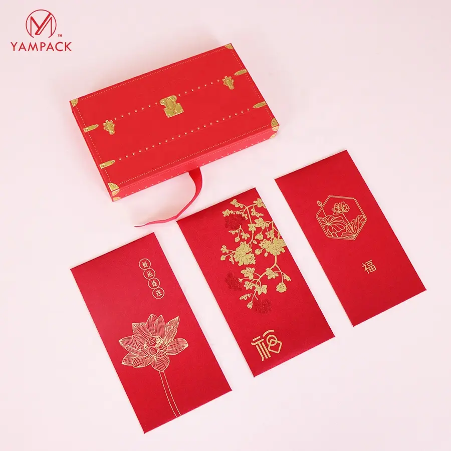 Индивидуальный логотип на заказ Angpau, красный пакет, счастливые деньги, дерево, Бесплатная бумажная карта, красные карманы