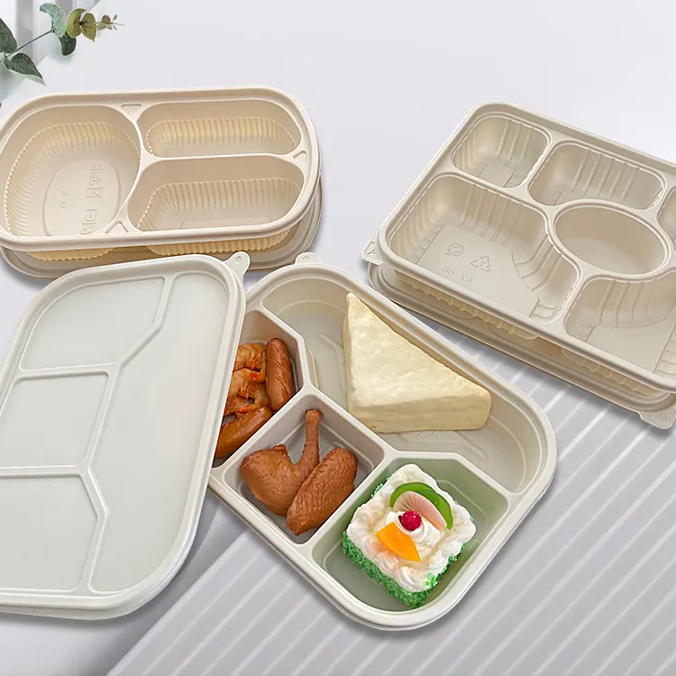 Boîte à Bento en arc de maïs naturelle, emballage écologique jetable, biodégradable, boîte à Lunch, contenant alimentaire