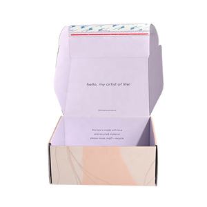 صندوق شحن بريدي من الورق المقوى المموج للعناية بالبشرة، صديق للبيئة، بلون وردي، مع شعار مخصص - Product Image 5