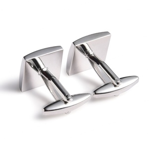 Boutons de manchette en métal de style français, col à revers, tendance, forme carrée, couleur noire - Product Image 3