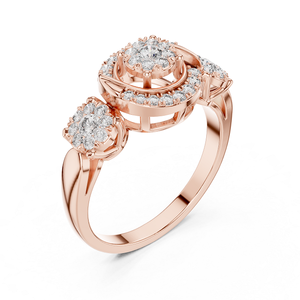 Bague en or rose sertie de diamants, bijou élégant et brillant pour femmes, idéale pour un mariage, une fiançaille, un cadeau ou un usage quotidien - Product Image 2