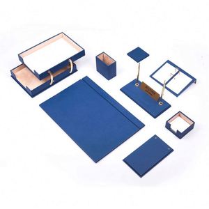 Ensemble d'organisateurs de bureau en cuir de luxe 10 pièces avec double plateau à documents - Product Image 3