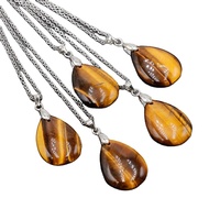 Collier pendentif en acier inoxydable avec chaîne en cristal de forme goutte d'eau de style classique, motif de boule simple pour hommes et femmes en cadeau