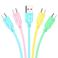 Kabel Data KAKUSIGA Jar 40pcs Pengisian Cepat Cerdas 3a 1m TPE Desain Warna-warni Kabel USB Micro Type-c Menerima OEM