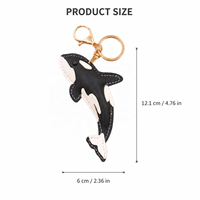 Porte-clés en cuir PU Orca, adorable breloque animale marine, pendentif pour sac, accessoire de sac à dos, cadeau