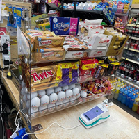 Présentoir de comptoir en acrylique pour snack-Présentoir d'alimentation par gravité pour confiserie à 3 étagères