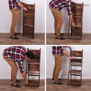 <span class=keywords><strong>Escalera</strong></span> plegable <span class=keywords><strong>de</strong></span> <span class=keywords><strong>madera</strong></span> <span class=keywords><strong>de</strong></span> 4 niveles para revistas, soporte para plantas, Exhibidor <span class=keywords><strong>de</strong></span> flores plegable - Product Image 6