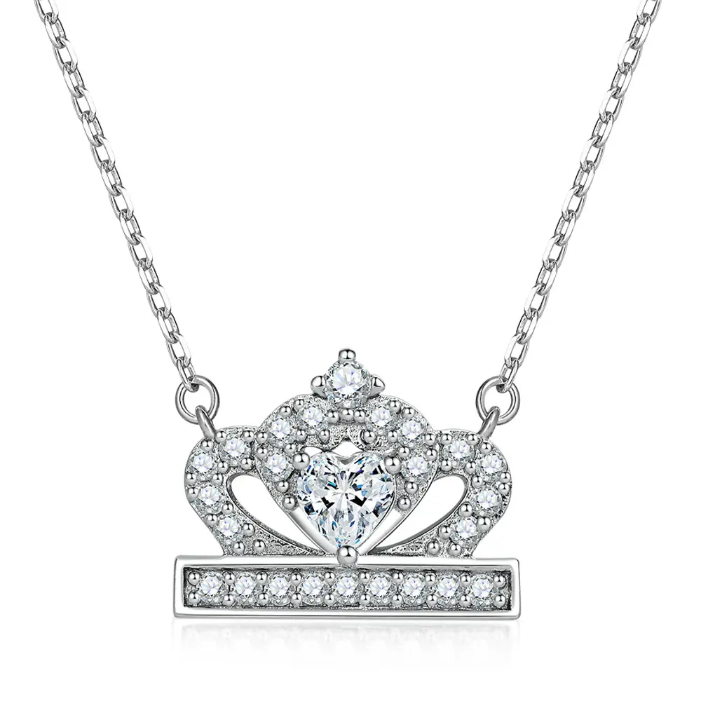 Colar de prata esterlina 925 para mulheres, joia fina de luxo, colar de moissanite cz, colar de coração