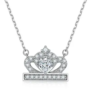 Fine Jewelry 925 Sterling Silver Necklaces Luxury Women Cz Moissanite Necklaces Heart Necklace