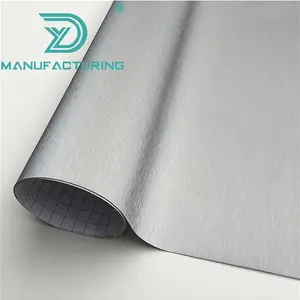 Air Release Technology Adhesive Car Sticker Decal Roll Silver Brushed Metallic Steel Vinyl Wrap