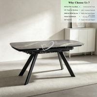 Table à manger en pierre frittée haut de gamme, prête à l'emploi, extensible, assemblée, style minimaliste, pour hôtels, industriels et commerces de détail - OKAY Distributor Supply