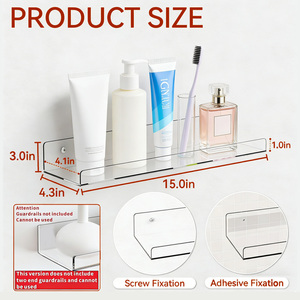 Estante de <span class=keywords><strong>Pared</strong></span> en Forma de L de Acrílico Transparente de 4 mm de Grosor, Organizador Flotante Montado con <span class=keywords><strong>Tornillos</strong></span> para Baño, Cocina, Sala de Estar, Almacenamiento en el Tocador - Product Image 3