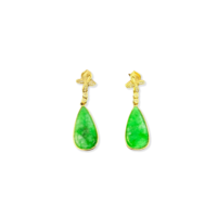 Boucles d'oreilles en jadéite birmane naturelle de qualité A, forme goutte d'eau, haute qualité, pour femme, cadeau en jadéite birmane (avec NGTC)