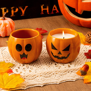 Portavelas de cerámica con forma de calabaza de Halloween, vacío, hecho a mano, decorativo, regalo para fiestas en casa - Product Image 5