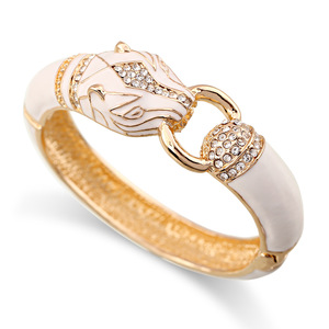 Retro Charm Animal Design <strong>Torque</strong> Cuff Bangle Rhinestone Drop Glaze Smooth Exquisite Chunky Luxury Jewelry - Product Image 1