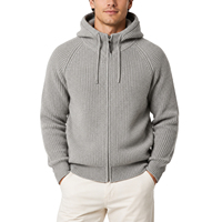 Vente en gros de pulls, sweats à capuche, vestes et cardigans pour hommes, personnalisés, en tricot côtelé, à manches longues, zippés intégralement