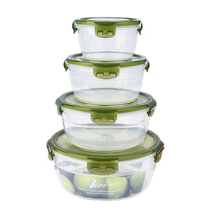 Juego de recipientes herméticos de plástico de grado alimenticio, redondos, aptos para microondas, para cocina, refrigerador, preparación de almuerzos - Product Image 1