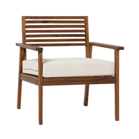 Fauteuil d'extérieur Furaka ACFUR0624 en bois d'acacia massif, style moderne et traditionnel, taille personnalisable, pour jardin, salle à manger, fête, café
